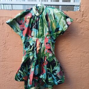 Tropical Floral Short Sleeve Dress